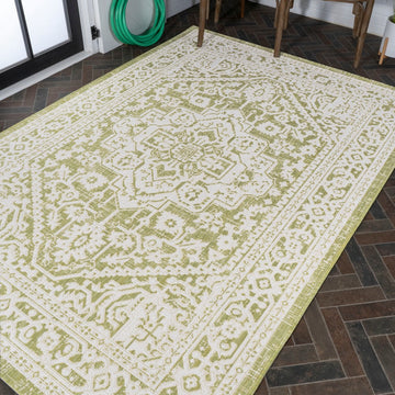 Sinjuri Medallion Textured Weave Indoor/outdoor Area Rug